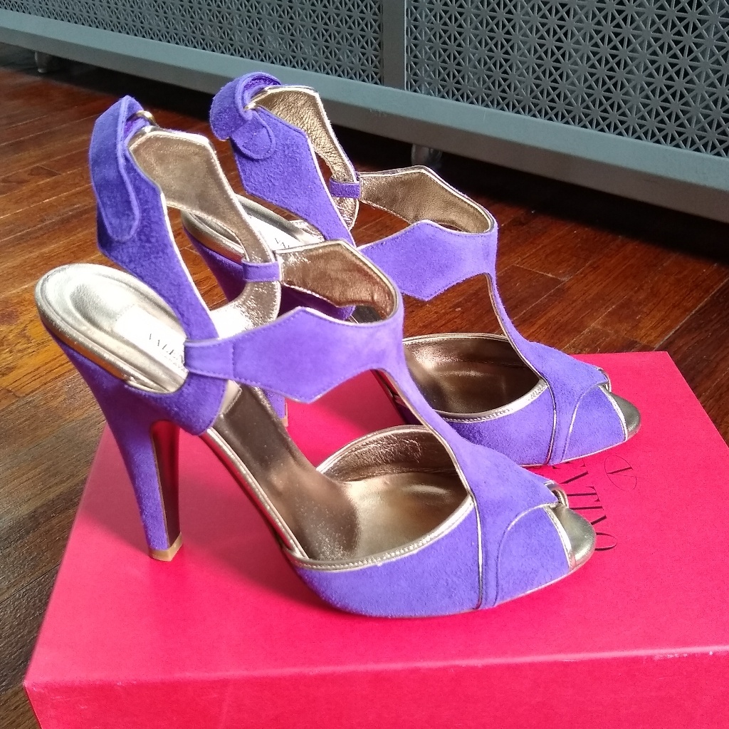 Nib Valentino Purple Suede Sandals
